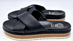Vince Camuto Womens Criss Cross Platform Black Sandals Slides Size 8 Shoes - Picture 1 of 7