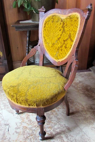 Antique Eastlake Victorian 1830’s Upholstered Chair Mahogany Cover