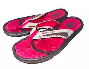 Body Glove Womens Sz 9 Pink Gray Flip Flops Cushioned Comfort Shoe Beach Travel - Picture 1 of 10