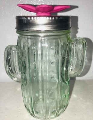 Кактус каменщик банка кружка стекла и металла крышка цветок FR22C - Изображение 1 из 4