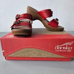 Dansko Jessie Red Leather Clog Slide Sandals Size EU 40 US 9.5 - Picture 1 of 9