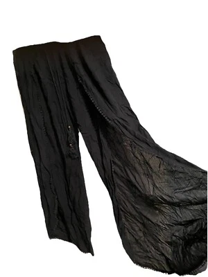 Nuevo con etiquetas Pantalones Angie Pierna Ancha Talla Mediana Boho Hippie Negro Festival Encubrimiento Natación Foto 1 de 4