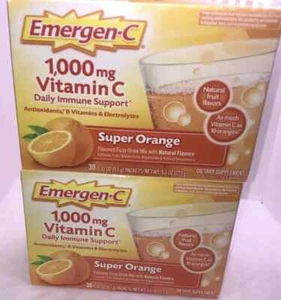 Emergen-C 1000 mg Vitamin C Pulver, Super Orange, 30 Packungen - 2 Packungen Posten - Bild 1 von 9
