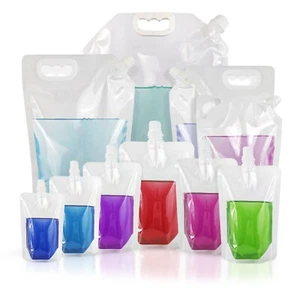 CLEAR PLASTIC SPOUTED LIQUID DRINK PACKAGING REUSABLE POUCH 100ML TO 5 LITRE LOT