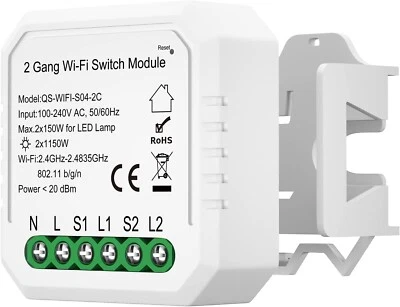 2Way 2 Gang WLAN Switch Smart Schalter Modul Tuya APP-Steuerung Alexa Google APP - Bild 1 von 4