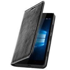 Folio Real Leather Nokia/Microsoft Lumia 950 Case Card-holder Video Stand Black