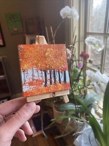 Mini paintings on canvas original 3/3 Inches, Small,gift, Abstract
