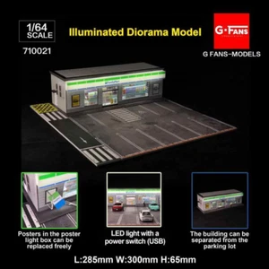 G-FANS 1/64 Scale FamilyMart Shop Store Scene LED Light Vehicle Park Lot Display - Picture 1 of 5