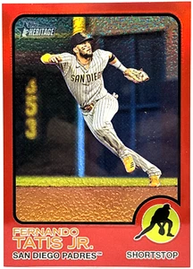 2022 Topps Heritage - Fernando Tatis Jr - Chrome Red Refractor /573 Padres - Picture 1 of 3