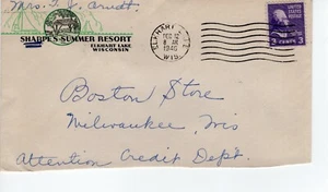 SHARPE'S SUMMER RESORT, ELKHART LAKE, WIS 1946    FDC7986 - Picture 1 of 1