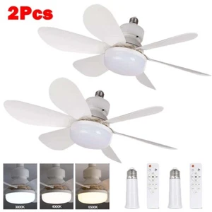 2PKS Fan Light with Remote, 20.5 Inch E27 Base Screw in Small Ceiling Fan Lamp - Picture 1 of 21