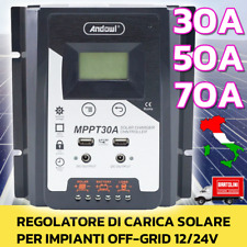 Regolatore di Carica Solare 30A/50A/70A per Impianti Off Grid 12/24V 2XUSB MPPT+