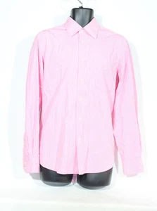 Hugo Boss Mens Shirt 41" 16 Pink White Check Collar Points Business Formal - Picture 1 of 14