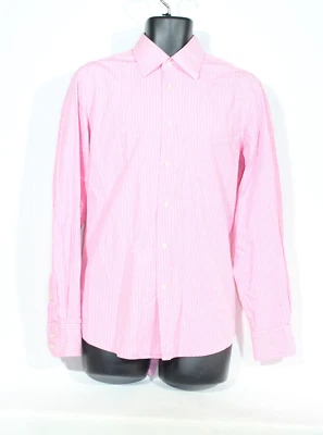 Hugo Boss Mens Shirt 41" 16 Pink White Check Collar Points Business Formal - Image 1 of 4