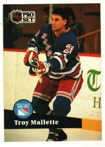 1991-92 PRO SET HOCKEY CARD - #157  TROT MALLETTE   NEW YORK RANGERS - Picture 1 of 2