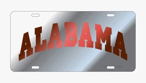 CRIMSON TIDE Silver Mirrored "ALABAMA" License Plate / Car Tag  - Picture 1 of 1