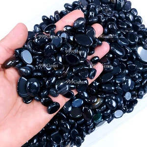 Lote de 50 piezas al por mayor de piedras preciosas de cabujón con forma de mezcla de ónix negro natural 10-20 mm - Imagen 1 de 9