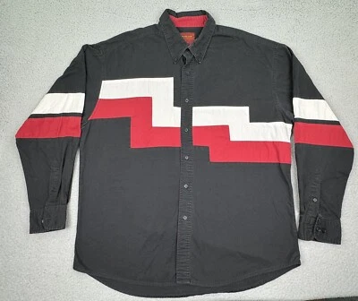 Camisa Rustler Para Hombres XL Negra Roja Blanca Abotonada Vaquero Occidental Exterior Wrangler Foto 1 de 4