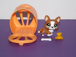 Littlest Pet Shop #2150 CORGI Dog, Bone & Toy Adoption Center Carrier LPS - Picture 1 of 14