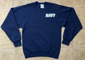 US Navy Crewneck Sweatshirt Herren S blau reflektierende Grafik SOFFE Made in USA - Bild 1 von 10