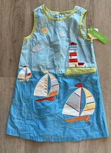Lilly Wicket Boutique Mädchen Leuchtturm Segelboote maritimes Thema Etuikleid Gr. 5 - Bild 1 von 9