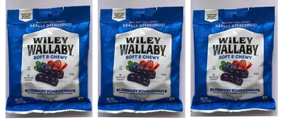 3 Packs Wiley Wallaby Soft & Chewy 4 oz BLUEBERRY POMEGRANATE Gourmet Licorice - Image 1 of 4