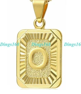 Letter "O" - Unisex 18K Gold Filled Alphabet Initial Pendant+ Necklace Chain Set - Picture 1 of 3