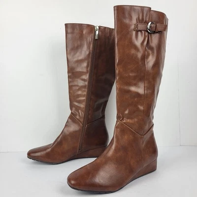 Botas hasta la rodilla Anne Klein Flex Mollie cuña baja marrón talla 7,5 M Foto 1 de 4
