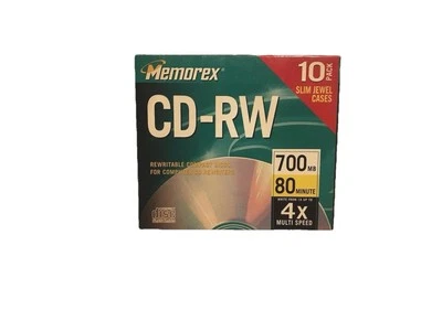 NEW Memorex CD-RW 4x 700MB 80 Min Rewritable Compact Discs 8 Pack Blank music CD - Image 1 of 4