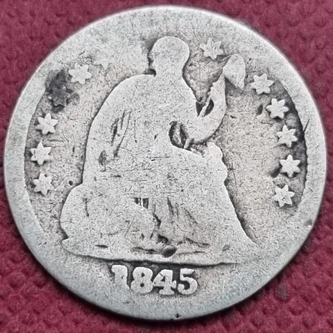 1845 Seated Liberty Half Dime 5c Circulated #57737 Cover