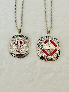 2 Pcs Philadelphia Phillies World Series Pendant Set 2008/09, ๐บ๐ธ SHIP - Picture 1 of 2