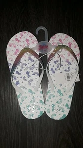 Girls justice glitter flip flops BRAND NEW SIZE (xxs) 12 ombre rainbow Unicorns - Picture 1 of 2
