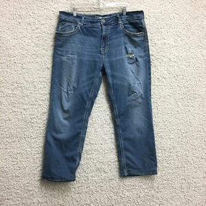 Pantalones de mezclilla BKE con hebilla 38x28 para hombre azules Tyler pierna recta elásticos desgastados - Imagen 1 de 16