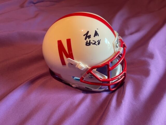 Eric Crouch Mike Rozier and Johnny Rodgers Nebraska Huskers Autographed  Riddell AMP Alternate Speed Replica Helmet with Heisman Inscriptions