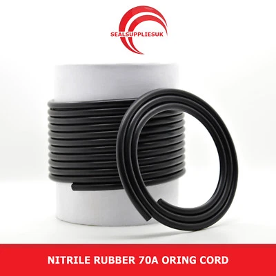 SEALSUPPLIESUK Nitrile Rubber 70 O Ring Cord NBR 6MM Dia. - From 1 Metre Length [UK Supplier]