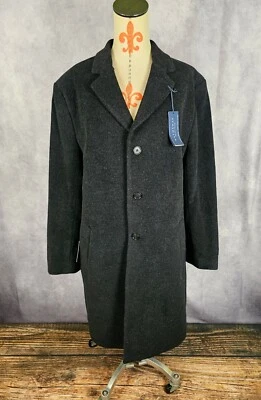 Nuevo con etiquetas Abrigo Hathaway Platino Para Hombres 44R Mezcla de Lana Cachemira Italia Tejido Carbón Foto 1 de 4