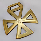 Brass Horse Medallion Vintage English Iron Maltese Cross Heraldic Harness Parade