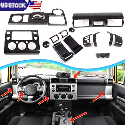ABS 碳纤维中心内部装饰保护套套件适用于丰田 FJ Cruiser 07-21 — 第 1/4 张图片
