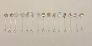 Vintage TAXCO Sterling .925 Silver Pickle, Appetizer Hors d'oeuvres Forks Lot/15 - Picture 1 of 12