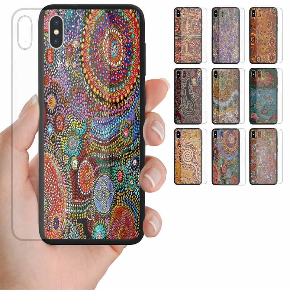 Funda protectora de vidrio templado para teléfono móvil con tema de arte aborigen serie Huawei #1 Foto 1 de 1