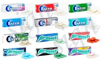 WRIGLEY'S AIRWAVES & EXTRA CHEWING GUM COLLECTION ( Strawberry, Mint ) 5 PACKETS - Image 1 of 2