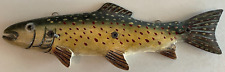 Rainbow Trout 12" Hand Painted Wood Wall Decor w Hangers for Keys, etc FISH Gift