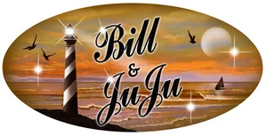Lighthouse Sunset Vinyl Decal Bumper Sticker Personalize Gifts Any Text 4" x 8" - Picture 1 of 1