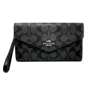Coach Reiseumschlag Geldbörse in Signature Canvas Graphit schwarz C1962 - Bild 1 von 12