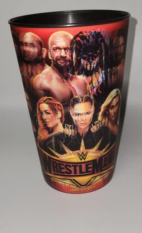 WWE Wrestlemania 35 SOUVENIR CUP Kofi Kingston Becky Lynch Tumbler Wrestling Cover