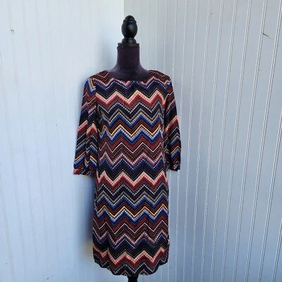 Vestido Vaina Para Mujer Cato Azteca Zigzag Cuello Redondo Manga 3/4 Forrado Cambio Talla S Foto 1 de 4
