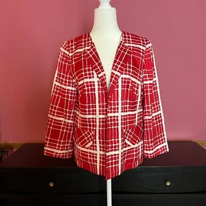 Vintage Pendleton 100% Silk Blazer Jacket Red Plaid Womens 12 - Picture 1 of 7