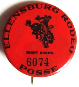 Ende 30er Jahre PINBACK - Ellensburg, WA. - RODEO , Posse Pin / Button / Anstecker - Bild 1 von 3