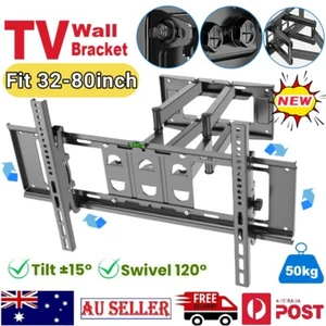 Full Motion TV Wall Mount Bracket Swivel Tilt 32 40 43 50 55 60 65 70 75 80 Inch - Picture 1 of 12