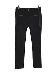Paige sz 29 Auth 8 US 44 IT M Black Stretch Pants Leather Details Zip Runway - Picture 1 of 9